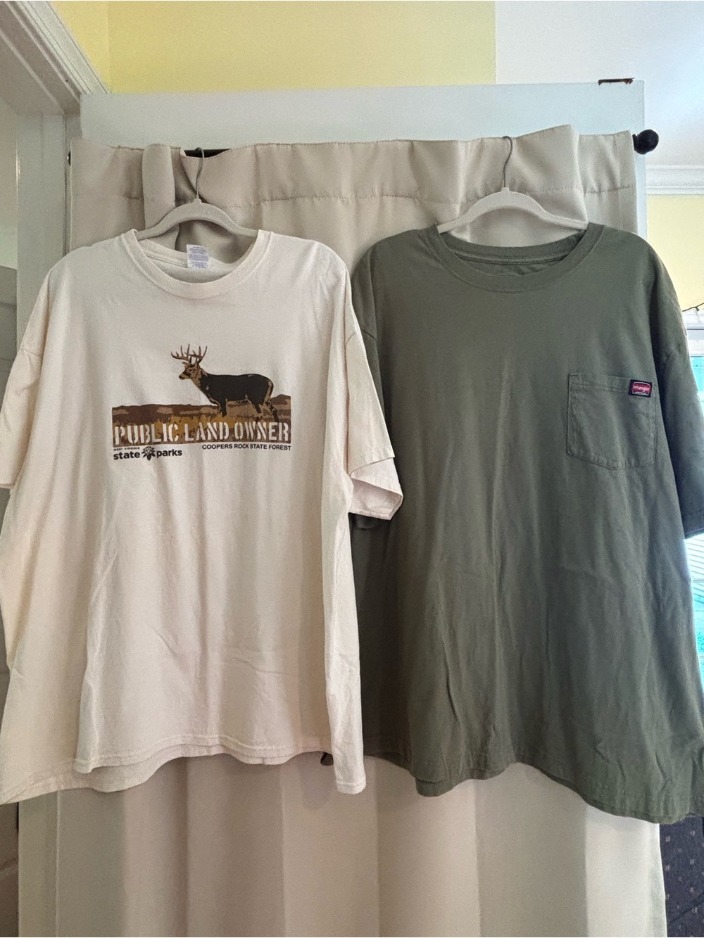 Wrangler Olive Green Pocket Tee & Cream Graphic Tee